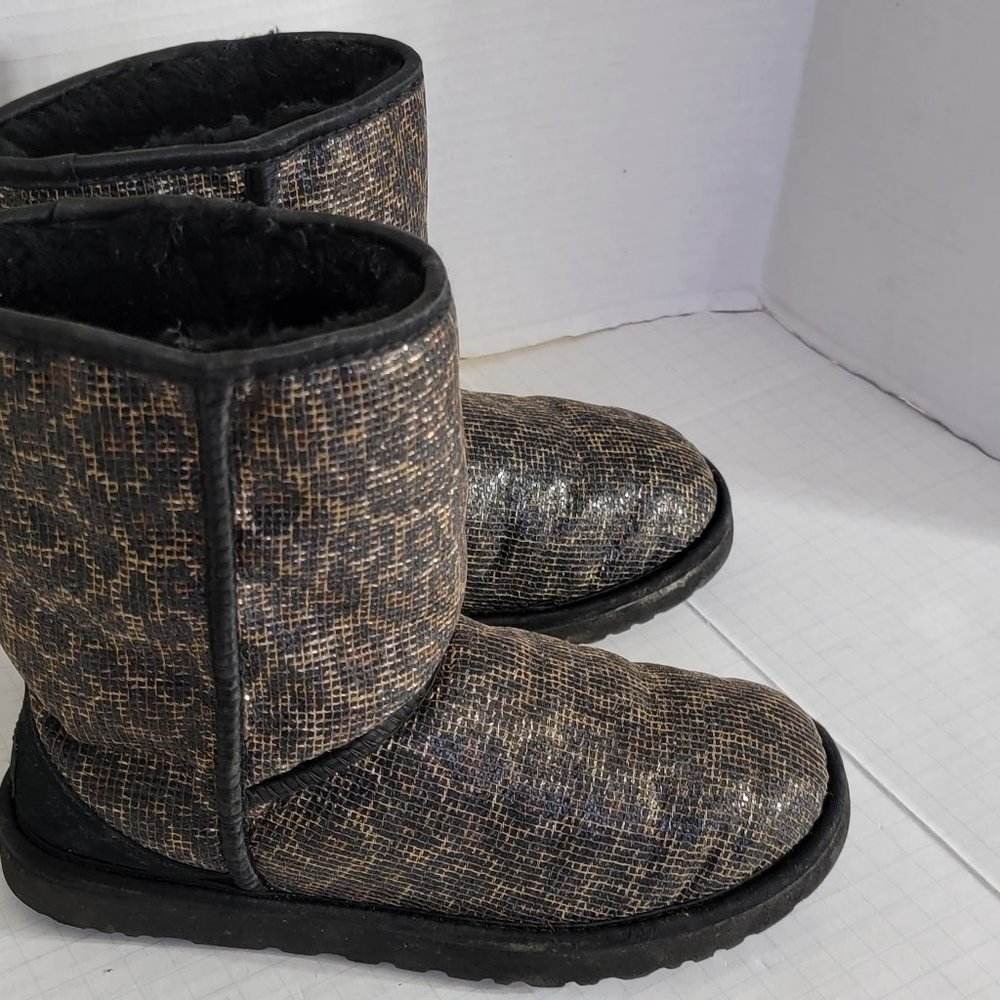 Ugg Classic Short Womens Glitter Brown Black Leopard Boots Lush 1006883 8